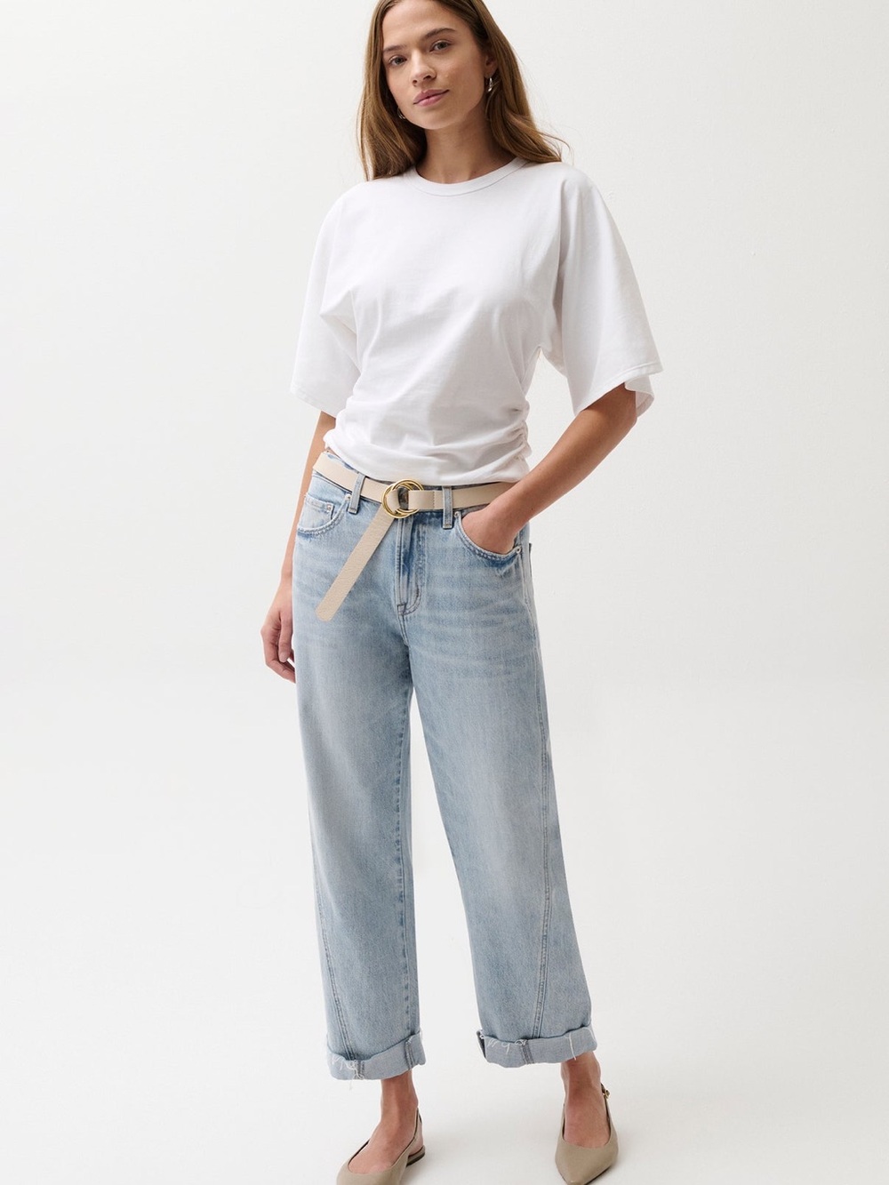 Pistola Kacey Mid Rise Cuffed Boyfriend Jean (26) NWT
